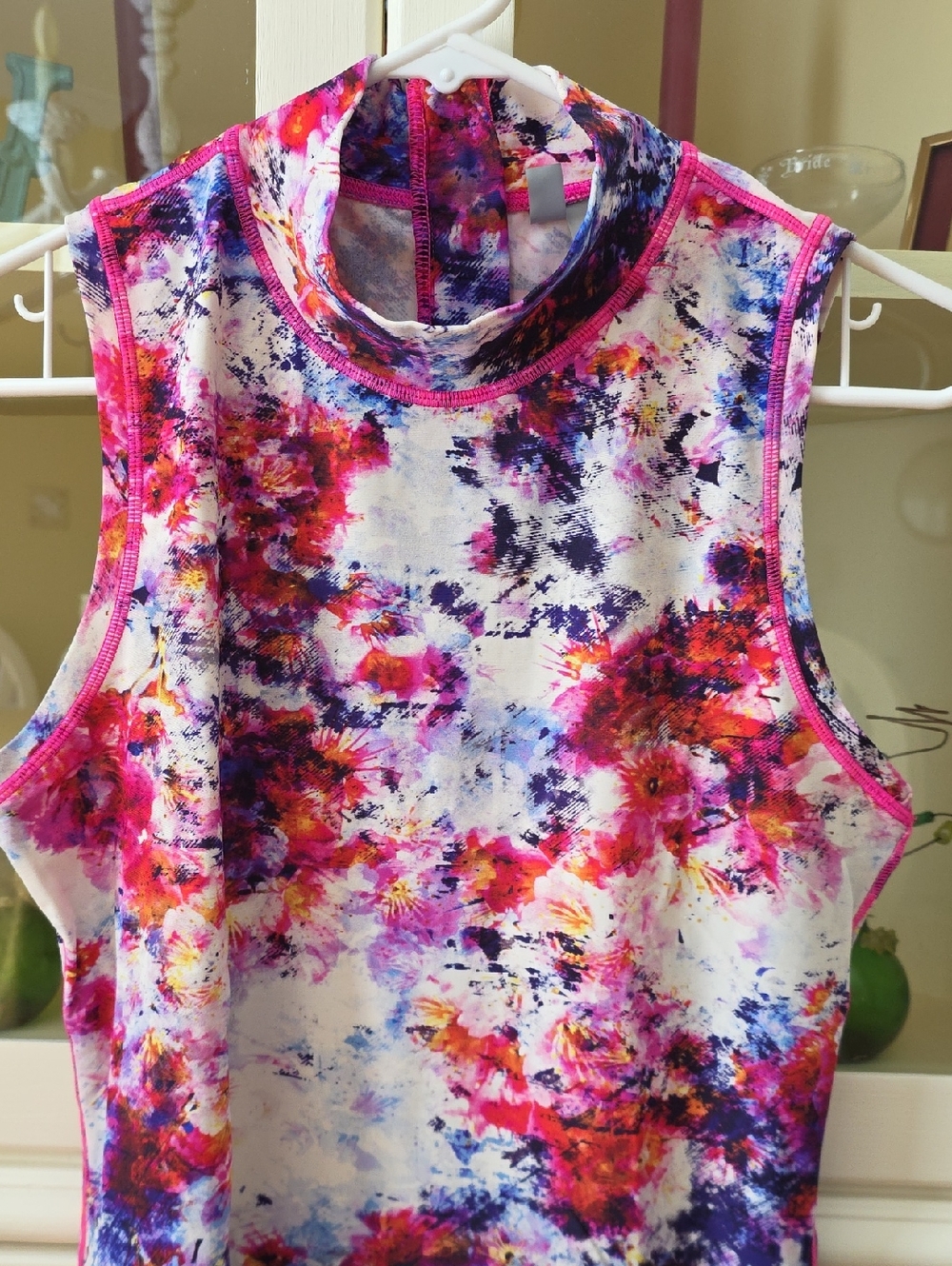 Athleta Hypersonic Rashguard Floral Mock Neck Tank